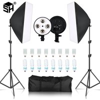SH 50x70CM Vier Lampen Softbox Kit Fotografische Beleuchtung Mit 8 stücke Glühbirne Softbox Fotografische Beleuchtung Kamera foto Zubehör