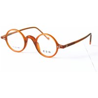 Vintage kleine runde Brillengestelle 38 mm Vollrand Orange Gold Herren Damen Rx able