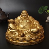 Golden Chinese Feng Shui Laughing Buddha Statues Ornaments Big Maitreya Buddha Sculpture Figurines Home Decoration Gifts