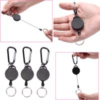1PC Stretchable Wire Rope Key Chain Badge Reel Retractable Anti Lost Ski Pass ID Card Holder Key Ring Steel Cord
