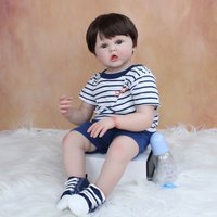 BZDOLL 60cm Soft Vinyl Reborn Toddler Boy Doll For Girl 24 Inch Cloth Body Baby Lovely Birthday Gift Play House Toy
