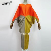 plissado mulher vestido hit cor v colarinho batwing manga longa solta bezerro vestidos de comprimento longo estilo casual 2021