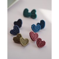 Cozy Knitted Texture Heart Studs Sweater Pattern Polymer Clay Earrings Small Love Heart Jewelry Handcrafted Sweet Daily Wear
