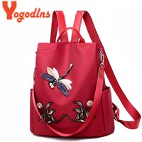 Yogodlns Fashion Embroidery Backpack Women Waterproof Oxford Travel Bag Large Capacity Rucksack Multifunction Laptop Backpack