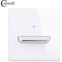 COSWALL 1/2/3/4 Gang 1/2 Way Toggle On / Off Wall Light Switch Blue Backlight Data CAT6 HDMI USB Charging Glass Panel White