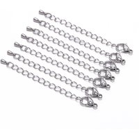 10pcs/lot Stainless Steel Extension End Chain DIY Bracelet Necklace Tail Chain Lobster Clasp Extender Chains For Jewelry Making