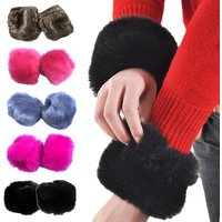 Faux Fur Wrist Cuffs Oversleeve Wrist for Wool Coat & Jackets Arm Warmer Furry Wristbands