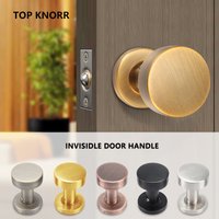 Poignée de porte ronde TOPKNORR, verrouillage unilatéral, acier inoxydable 304, serrure invisible pour chambre à coucher, poignée de porte secrète pour chambre
