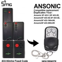 For ANSONIC SF 433-1,SF 433-2E,433-3E.SF 433-4E,SF 433-1Mini/M Garage Door Remote Control 433.92 MHz Fixed Code Transmitter