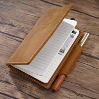 Brown Genuine Leather Cover Journal Pocket Size Lined Paper Retro Portable Note Book Office School
