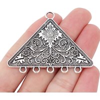 5 x Tibetan Silver Large Tribal Triangle Multi Strand Connectors Charms Pendants for DIY Necklace Jewelry Making Accessories