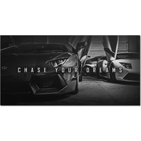 Chase Your Dream Quote Luxury Sports Car Motivational Canvas And Poster Wall Art Print Inspirational Entrepreneur Office Decor