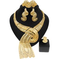2026 Beautiful Italian Gold Jewelry Set and Durable Affordable Color-fast High-quality Big Earrings Rings Jewelry Sets