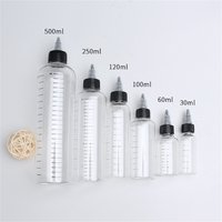 30ml/60ml/100ml/120ml/250ml Plastic Refillable Bottle PET Oil Liquid Dropper Bottles Twist Top Cap Tattoo Pigment Ink Containers