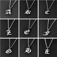 2pcs Stainless Steel Initial Necklace For Men Women Chain Old English Pendant 26 Letters Statement Necklaces Jewelry Couple Gift