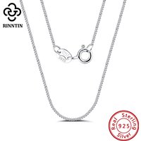 Rinntin solide 925 argent Sterling 1.0mm chaîne latérale collier pour femmes filles élégant collier bijoux fins 40/45/50/55/60 cm SC18