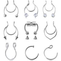 1pc Fake Nose Ring for Women Men 20G Surgical Steel Faux Piercing Jewelry Fake Piercing Hoop Lip Septum Nose Rings Body Jewelry