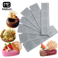 Meibum Sugar Craft Silicone Pad Geometric Pattern Leaves Design Lace Mat Chocolate Molds Dessert Fondant Cake Decorating Moulds