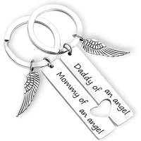 Mommy Daddy of an Angel Keychain Set of 2 Baby Memorial Jewelry Miscarriage Sympathy Gift for Infant Loss, Remembrance Keychains