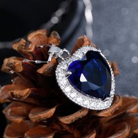 Romantic Heart Of The Ocean Blue Crystal Platinum Plated Ladies Pendant Necklace Jewelry Women Christmas Gift No Fade
