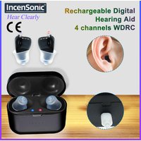 Rechargeable Digital 4 Channels Hearing Aid 5 Colours Audifonos SR41 ITC Invisible Earbuds Adjustable Tone Sound Amplifier