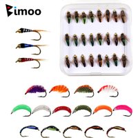 Bimoo 24pcs/box Beadhead Scud Worm Copper John Epoxy Midge Buzzer Perdigon Nymph JIg Flies Trout Salmon Bass Fishing Lure Bait