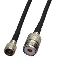 1pcs RG58 Cable UHF SO239 Female Jack to Mini UHF Male Plug Connector RF Coaxial Pigtail Jumper Adapter Straight New 6inch~10FT