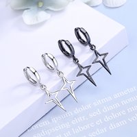 Boucles d'oreilles pendantes étoile en argent sterling 925 style hip-hop unisexe, bijoux simples style streetwear, cadeau