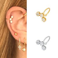 1PC 24k Gold Plated Stars flowers Clip Earring for Women Simple Crystal Ear Cuff Earrings Couples Appointment jewelry Gift