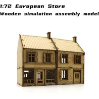 1/72 European Store Scene Model Rural Architecture Wooden Assembly Model Miniature House Landscape Handmade Toys