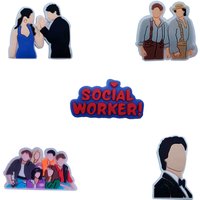 1PCS Cute Cartoon Shoe Charms Kawaii Famous TV Series Character Social Worker Man Woman Hole Slipper Accessories Decorations