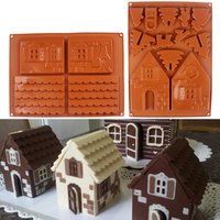 2 Pcs/Set 3D Christmas Silicone Mold Gingerbread House Shape Chocolate Cake Mould DIY Biscuits Cookie Stencil Baking Tools