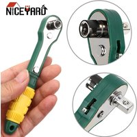 NICEYARD 45# Steel + Plastic High Torque Adjustable Fast Ratchet Wrench Mini 1/4 Screwdriver Rod Quick Socket Wrench Tools