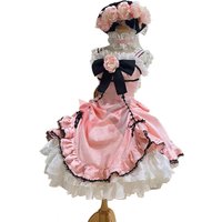 Anime Black Butler Brina Palencia Cosplay Costume Pink Blue Lolita Short Dress Flowers Hat Custom Made