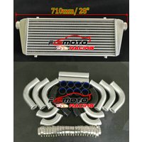 550x220x52mm Universal Aluminum Turbo Intercooler Exchanger + 12PCS 2.25" In/Outlet 57mm Pipe HOSE Tube & Fin