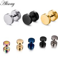 3~16mm Fake Piercing Tunnels Black Surgical Steel Fake Plug Cheater Ear Plugs Gauge Earring Body Jewelry Falso Plug Stretching