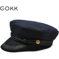 COKK – casquette militaire noire pour femmes, Style britannique, gris marine, chapeau haut de forme