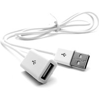 White PVC Metal USB 2.0 Male to Female Extension Adapter Cable Cord 1m 3Ft