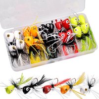 20Pcs Schwimm Fliegen Jig Angeln köder Kit Casting Schaum Fliegen Popper Jigs kopf haken Für Bass Walleye Trolling jigging locken Tackle