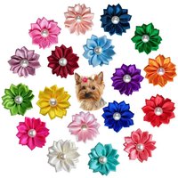 20Pcs/Lot Flower Dog Hair Bows Long Hair Pet Dogs Bows Rubber Band Cat Puppy Hair Clips Pet Grooming Bow Dog Accessories