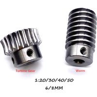 1M Worm Gear drive 1:20/30/40/50/60 Speed Ratio 40cr High quality Precision Worm 6/8MM