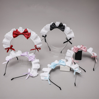 Japanese Lovely Sweet Hair Hoop Anime Maid Cosplay Headband Lolita Lace Bow KC Headwear Hair Accessories Handmade for Girls Gift