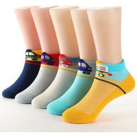 2024 New Fashion Spring Summer Children Socks Mesh Cotton Cartoon car Boys Socks Girls Socks 2-15 Year Kids Casual Boat Socks