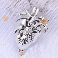 Anatomical Heart Necklace Cremation Organ Pendant Urn for Memorial, Gothic Punk Jewelry for Men Women