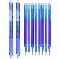 10pcs/lot 0.5mm Magic Erasable Pen Press Gel Pen Set Washable Handle Pen Refill Rod Blue/Black Ink School Writing Stationery