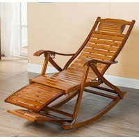 Heavy Duty Bamboo Rocking Chair Adjustable Lounge Recliner Leisure Living Room