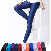 Femmes brillant pantalon Leggings vente chaude Leggings couleur unie Fluorescent Spandex élasticité pantalon décontracté brillant Legging