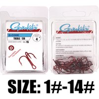 Gamakatsu Fishing Hooks 15Pcs/lot 1#-14# 13B Fishing Red Treble Hooks Sharp Round Bend Barbed Hook Steel Hooks For Bass Trout