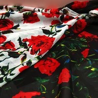 145x100cm,3D Beautiful Black White Rose Printed,Chiffon Fabric, Light And Breathable ,Sewing Material,DIY Women Dress,Scarf