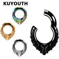 KUYOUTH Stylish Stainless Steel Water Drop Flower Pattern Magnet Ear Weight Stretchers Body Piercing Jewelry Earring Gauges 2PCS